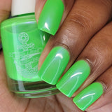Don't Go There - neon green shimmer nail polish
