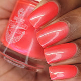 All That & A Bag of Chips - coral red shimmer nail polish