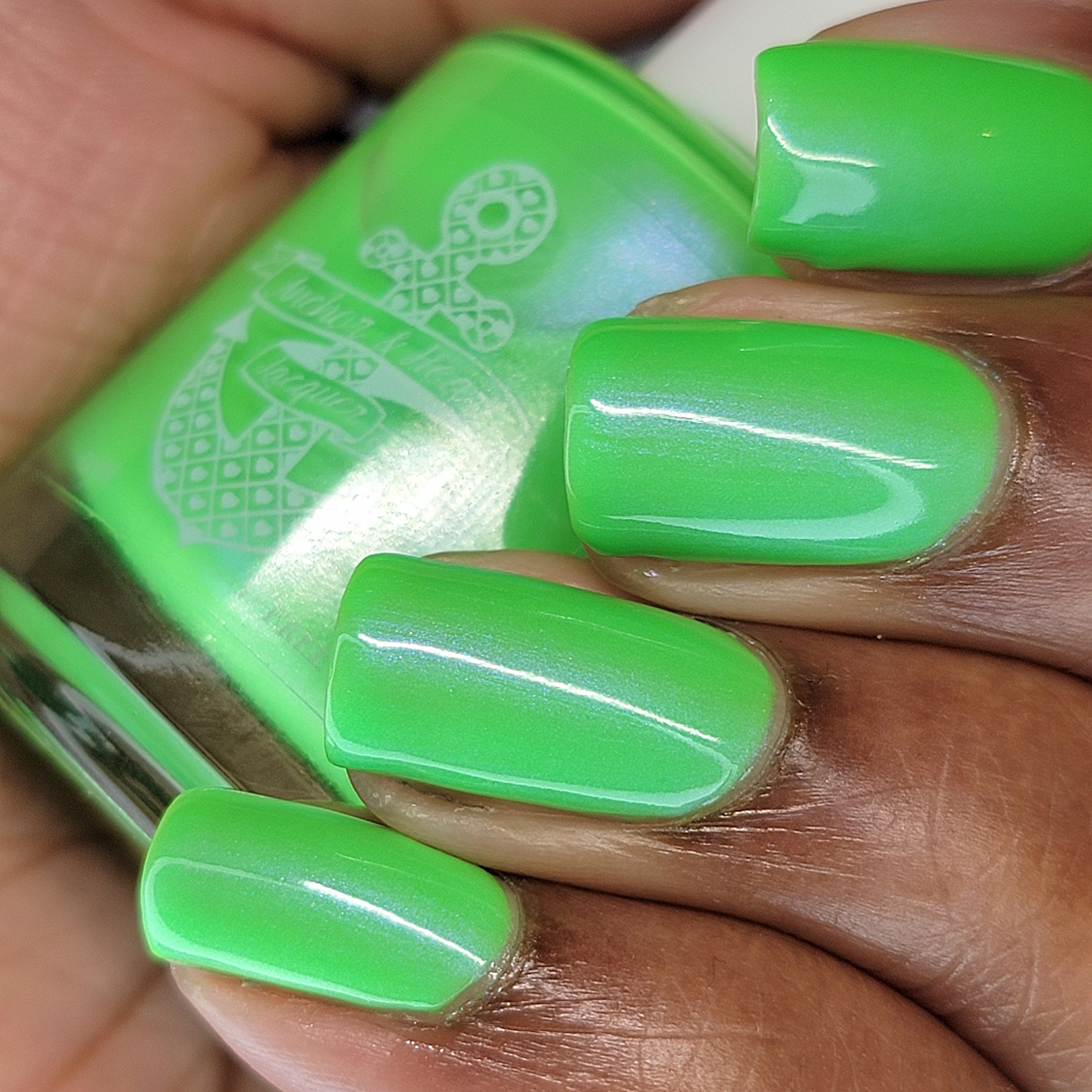 Neon Green Ombre False Press On XXL Ballerina Nails Set | eBay