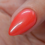 All That & A Bag of Chips - coral red shimmer nail polish