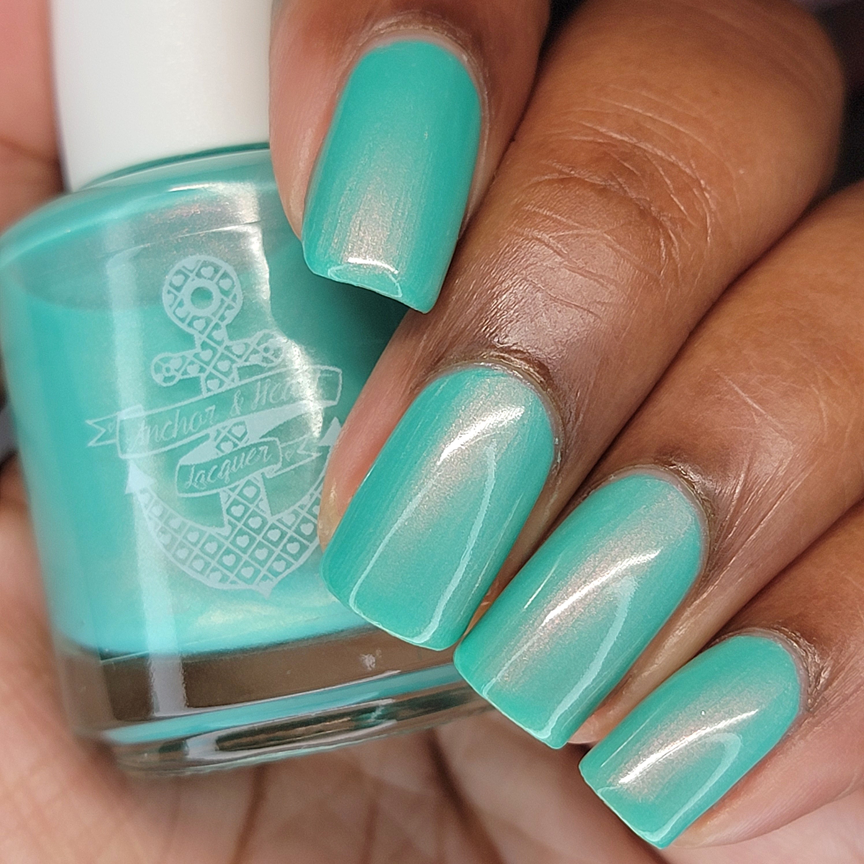 What’s the 411? - turquoise shimmer nail polish - Anchor & Heart